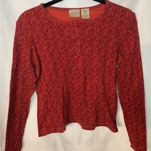 St. John's Bay Vintage Orange Patterned Long Sleeve Top